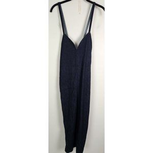 Teany Sz. F(2) Denim Midi Plunge Adjustable Criss Cross Back Jumper Dress